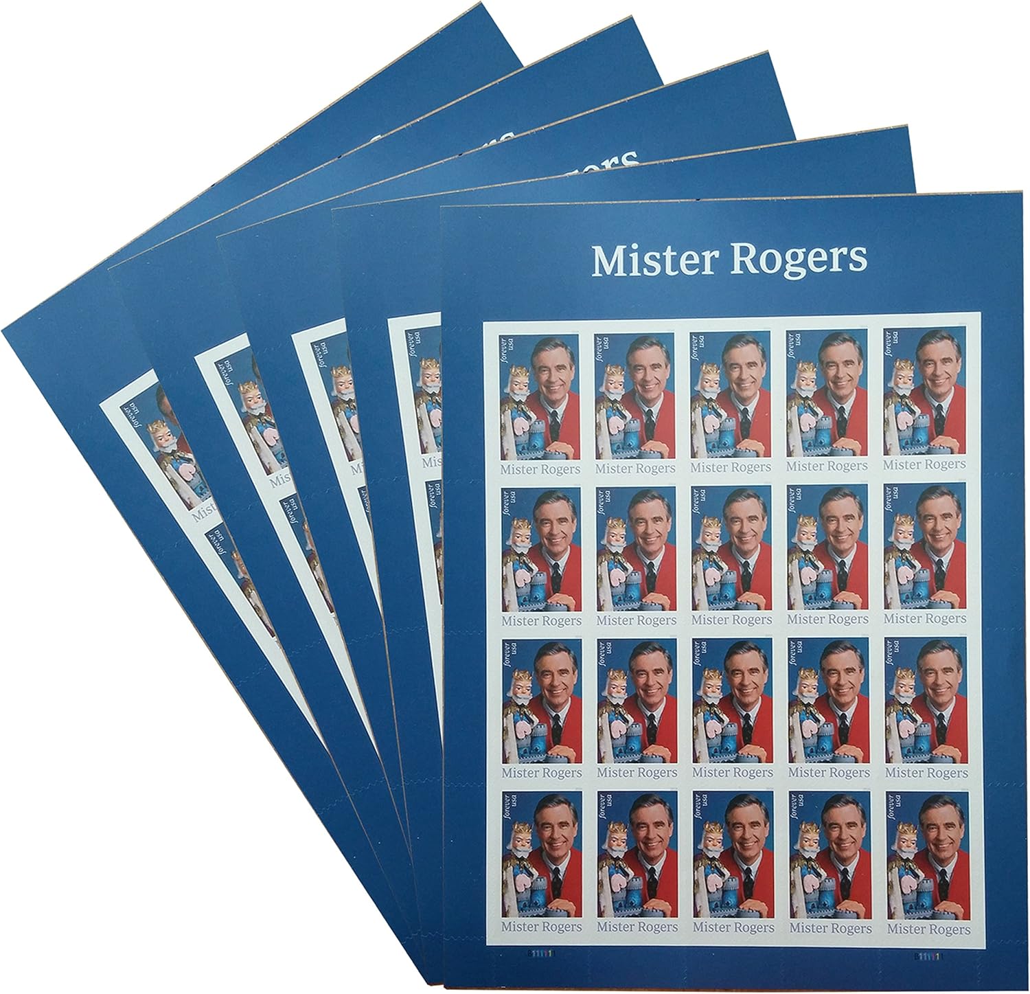 罗杰斯先生 20 张永久 usps 邮票庆祝儿童聚会 5 sheets of 20 白色